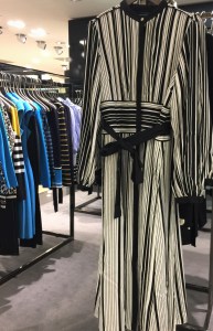 Striped midi shirt dress by Karen Millen in black and white, Spring 2018