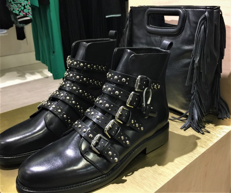 Maje Fortune Leather Ankle Boots with Studs