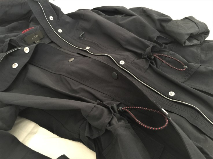 Close Up of Perfect Rain Jacket by J.Crew in Navy Blue