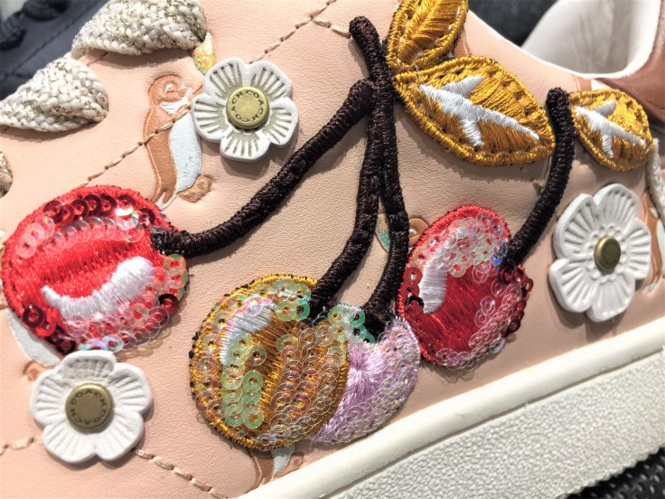 Coach Lace-Up Sneaker - C101 with Cherry Patches - closeup